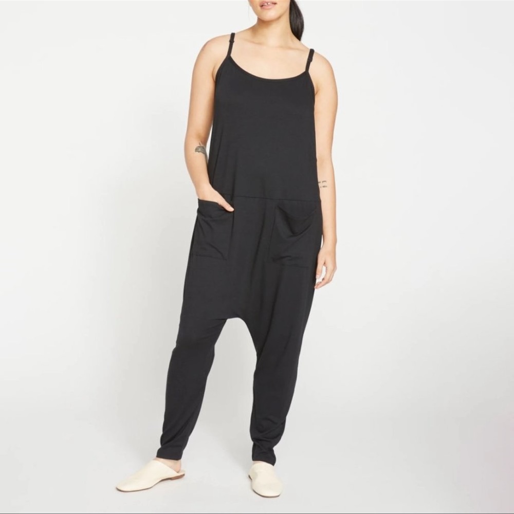 Universal Standard Jackson Sleeveless Drop Waist Harem Jumpsuit Black 2-4 (3XS)
